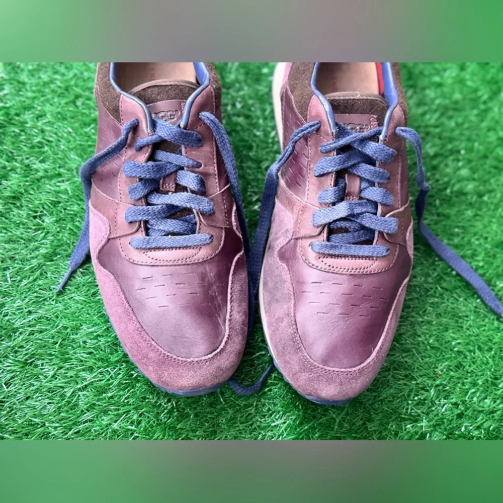 Men's Burgundy Sneakers with Blue Laces UGG Trigo‎ Trainer 1017310 Size 12